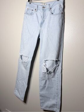 Levi's Light Blue Distressed Straight Leg Jeans